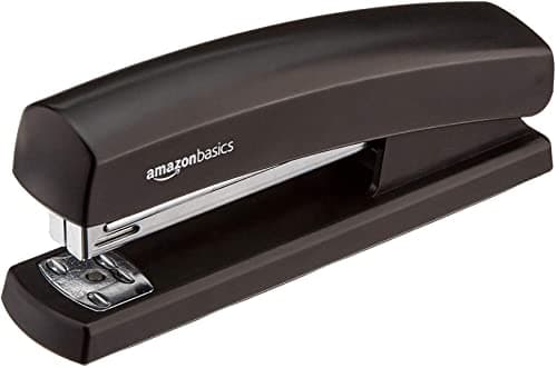 Image of Amazon Basics Stapler with 1000 Staples, 10 Sheet Capacity, Anti-Slip Rubber Base, Home, Office, Black