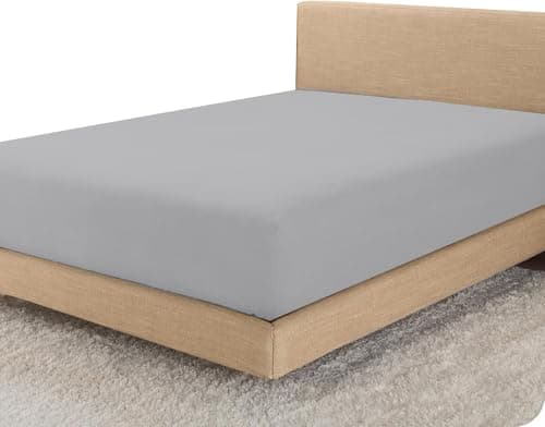 Image of Linens World Egyptian Cotton Double Fitted Sheet 200 Thread Count – 30cm Deep Pocket, Breathable, Hypoallergenic, Soft Hotel Quality Bed Sheet – Anti-Wrinkle & Fade Resistant (137x190cm, Grey)