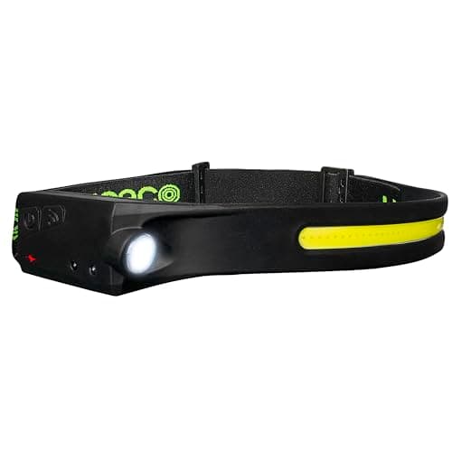 Image of Luceco LED Flexible Head Torch with USB and PIR Motion Sensor, 4 Light Modes, Adjustable, Rechargeable, Suitable for Hard Hats, Inspection Lights, 5W, 350lm, 6500K, LILHF35P65