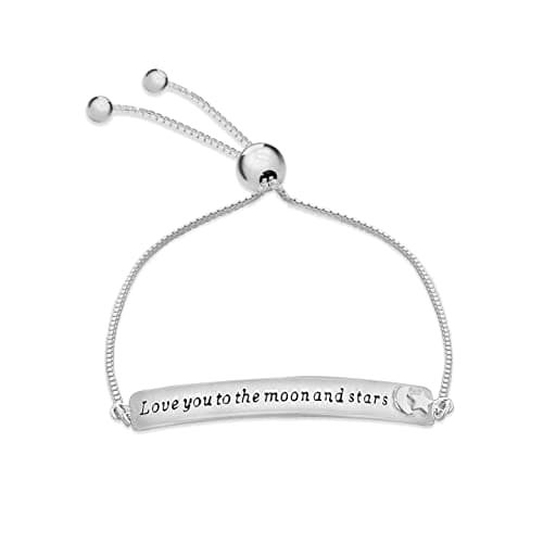Image of Tuscany Silver Women's Sterling Silver Love You to The Moon and Stars Adjustable Slider Bracelet 23 cm/9 inch