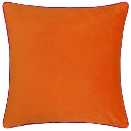 Image of furn. Meridian Cushion Cover – Luxury Contrast Piped Velvet Decorative Case (Clementine/Hot Pink - 45x45cm)