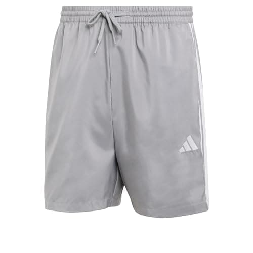 Image of adidas Men's Essential Three Stripes Chelsea Base Short, Grey Three/White, M