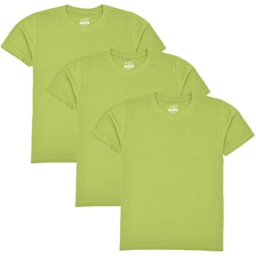 Image of A2Z 4 Kids Boys Girls T Shirts Plain Summer Tank Top & Tees - T Shirt PL Lime 3 Pack 7-8