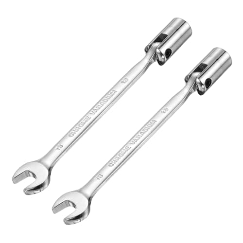 Image of sourcing map 2 Pcs 13mm Swivel Head Socket Combination Spanner Wrench CR-V Steel Rotary Torx Socket Head Open End Wrenches Spanner Mirror Polishing for Auto Car Repairing