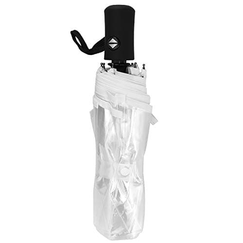Image of Joyzan Automatic Clear Umbrella, Transparent Folding See Through Umbrellas Totes Canopy Windproof Compact Foldable Open Small Dome Adult Push Button Fastened Portable Travel Auto Close Photography