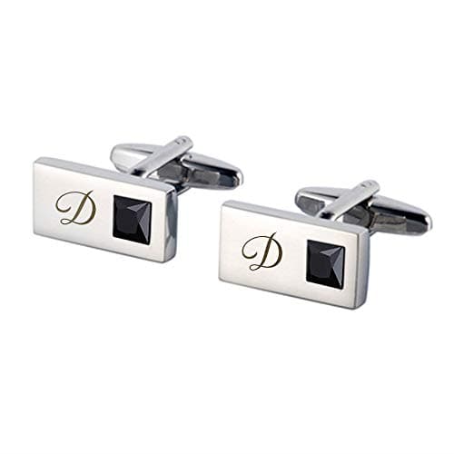 Image of Personalised Cufflinks for Men Engraved Stainless Steel Cufflinks for Him Personalised Gifts for Dad Boyfriend Husband Best Man Usher Groomsman Birthday Anniversary Wedding (Black)