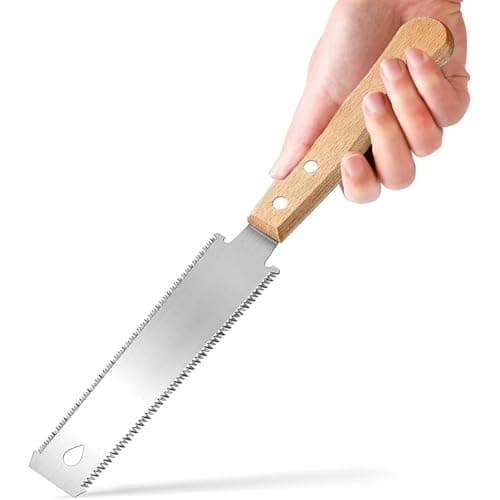 Image of Japanese Hand Saw Wood，Flush Cut Small Pull Saws for Woodworking, 11/16 TPI Fine Tooth Double Edge for Handmade DIY Pruning and Trimming 150MM