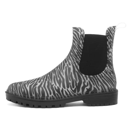 Image of Lilley Womens Black Zebra Print Chelsea Welly - Size 6 UK - Black