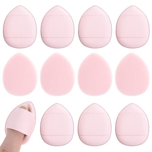 Image of Giantree 12Pcs Mini Finger Powder Puff, Drop-Shaped Makeup Sponges, Soft Setting Sponge Foundation Cosmetic Finger Puff for Women, Girls Makeup Setting Wet and Dry (Pink)