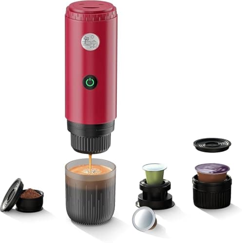 Image of BENFUCHEN Update Portable Electric Espresso Machine, Travel Coffee Maker for Camping, Coffee Maker Self-Heating with USB-C, With Ground Coffee, NS & DG Espresso Capsules for RV/Hiking/Office, Red
