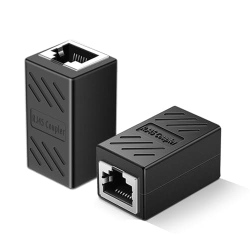Image of RJ45 Coupler,Cat7 Cat6 Cat5e 8P8C Ethernet Lan Cable Connector,8P8C Network In-Line Coupler, Female to Female (Black 2pack)
