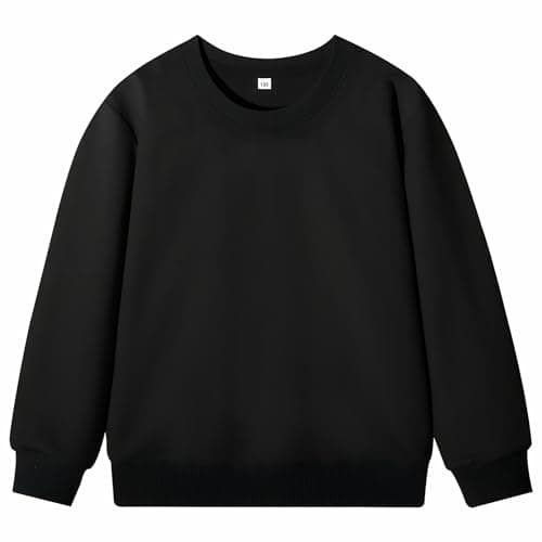 Image of Yufennie Kids Classic Sweatshirts | School Uniform Jumper Pullover, Long Sleeve Top for Boys & Girls Black
