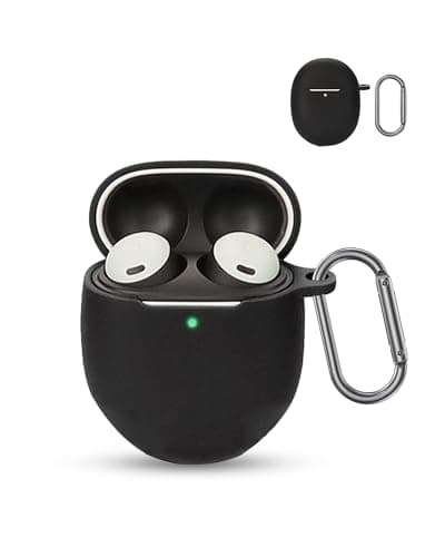 Image of for Google Pixel Buds Pro 2 Wireless Earbuds,daunke Soft Silicone Protective Cover,Skin Case with Carabiner,Full Protection,Black