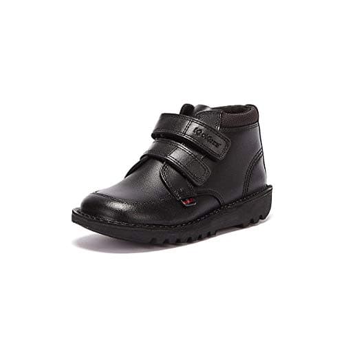 Image of Kickers Boy's Kick Scuff Hi School Shoes | Smart Everyday School Look | Everyday Comfort Fit, Cushioned for All-Day Wear, Black, 13 UK Child