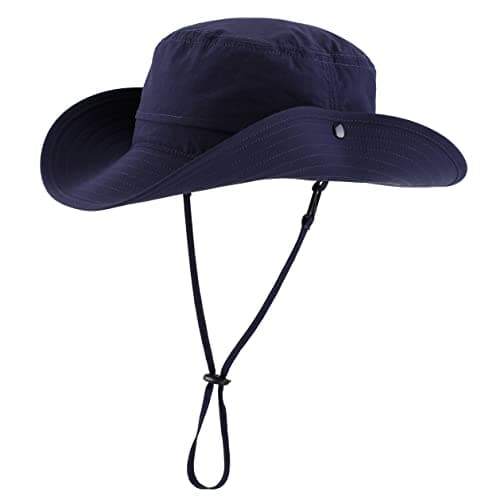 Image of Magracy Men UPF 50+ Safari Sun Hat Wide Brim UV Protection Water Repellent Hiking Fishing Boonie Hat Navy Blue