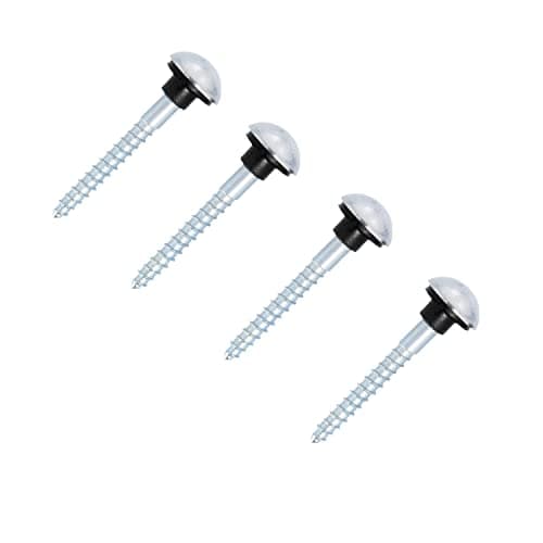 Image of Polished Chrome Mirror Screws 8G x 1¼" (8mm x 32mm) Dome Head Cover Cap & Protective Rubber Grommets for Wall Fixings Picture Frame Hanging Mirror Tables Bath Plates Pack of 4.