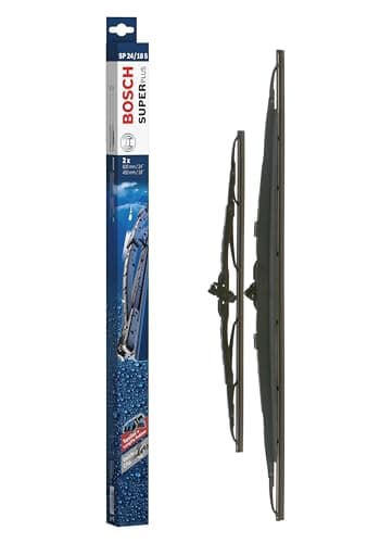 Image of Bosch SuperPlus SP 24/18 S - Front Windscreen Wiper - Set of 2 Replacement Blades, Comes with Pre-assembled Quick-Clip Adapter - 2 Blades, 600mm/450mm - Only for right-hand drive (UK)