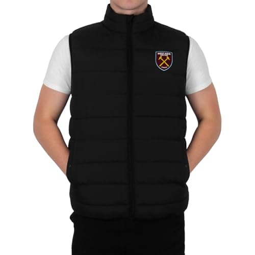 Image of West Ham United FC Official Gift Mens Padded Body Warmer Jacket Gilet Black Lge