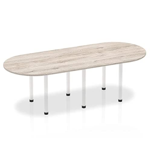 Image of OPO Impulse Freestanding 1800/2400mm Rectangular Boardroom Table Attractive Post Legs | Sturdy Build Weather & Heat Resistant Melamine Finish Table Grey Oak White 2400