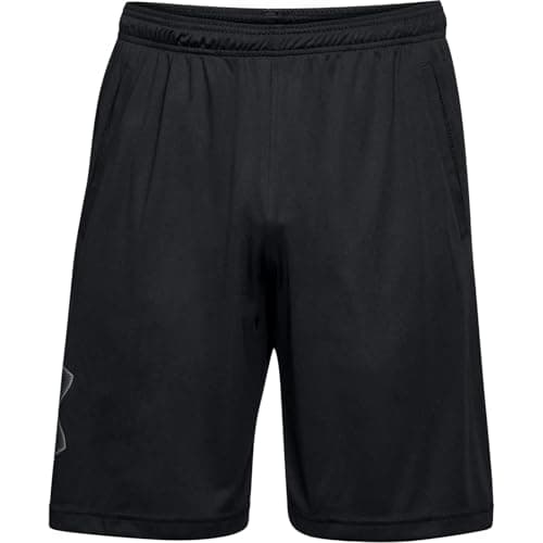 Image of Under Armour Men's Tech Graphic Running Shorts Made of Breathable Material Workout Shorts with Ultra Light Design, Black/Graphite, XL UK