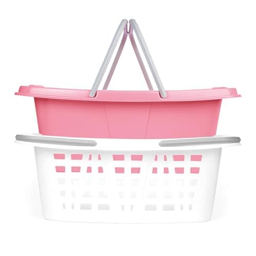 Image of Beldray Stackable Laundry Baskets – Set Of 2, Compact Nesting Design, Space-Saving, Long Carry Handles, 26L Capacity, Approx Size, 57 x 41 x 21cm, Organise, Store & Sort Laundry