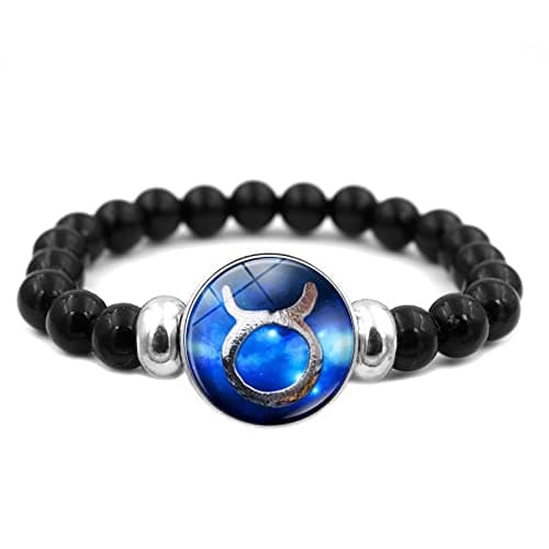 Image of LODMLOER Luminous 12 Constellation Bracelet-Zodiac Signs Libra Pisces Cancer Jewelery,Glow In The Dark Snap Button Bracelets For Women,Taurus,universal