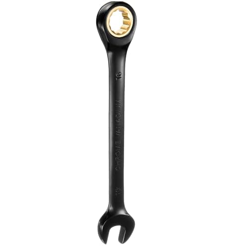 Image of sourcing map Ratcheting Spanner 16mm Metric Open End Wrench 72-Teeth CR-V Steel 12 Point Nickel Plated Combination Ratchet Wrench for Fasteners Nut Bolt