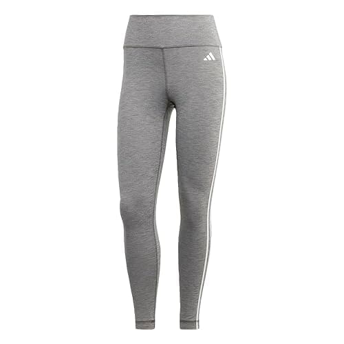 Image of adidas Women's Train Essentials 3-Stripes High-Waisted 7/8 Leggings, Dark Grey Heather, XS