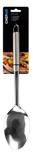 Image of Chef Aid Stainless Steel Serving Spoon, Large spoon ideal for buffet salads or serving large tray bakes fitted with easy store hanging loop, Dishwasher safe, Silver