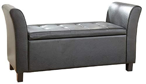 Image of GFW Verona Window Seat Faux Leather Black 60x120x45cm