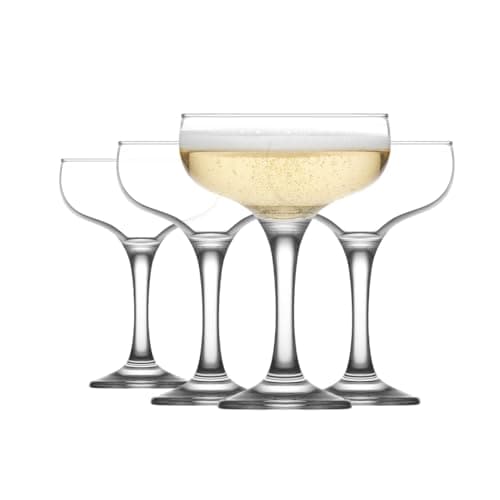 Image of LAV 6x Clear 235ml Misket Glass Champagne Saucers - Vintage Glass Espresso Martini Prosecco Wine Gin Coupe Glasses Set