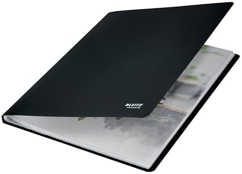 Image of Leitz A4 Display Book, Includes 20 Fixed Plastic Pockets, 40 Sheet Capacity, 100% Recyclable, Eco Friendly, Recycle Range, 46760095, Black