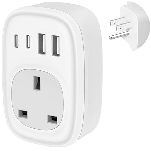 Image of UK to US Plug Adaptor - UK to US Plug Adapter 40W USA Travel Adapter for American Canada Thailand Mexico Colombia 4 in 1 USBC Fast Charger with USB C Port for Phone Pad (Type B) Tusreda
