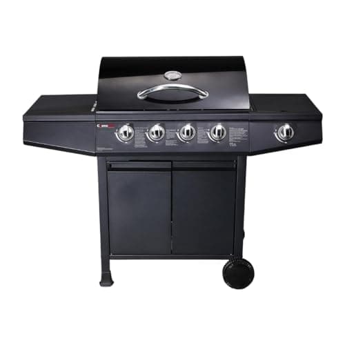 Image of CosmoGrill Original 5 Gas Burner 4+1 Garden Grill, Steel Warming Rack, Side-Burner, Storage & Built-in Temperature Gauge for Home Garden Party Outdoor Cooking