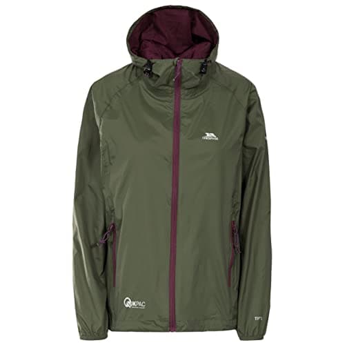 Image of Trespass Womens Waterproof Jacket Qikpac - Shell Rain Jacket, 2 Zip Pockets, Full Body Length Front Zip, Adjustable Grown On Hood, Ventilated Back Yoke, Packs Away in Pouch