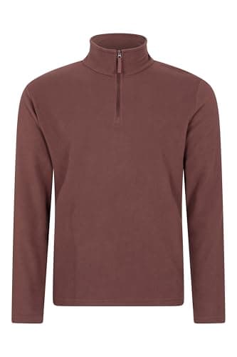 Image of Mountain Warehouse Camber II Mens Half-Zip Fleece - Lightweight & Quick Dry, Breathable Antipill Microfleece - For Spring Summer, Outdoors, Travelling & Hiking Dark Brown M