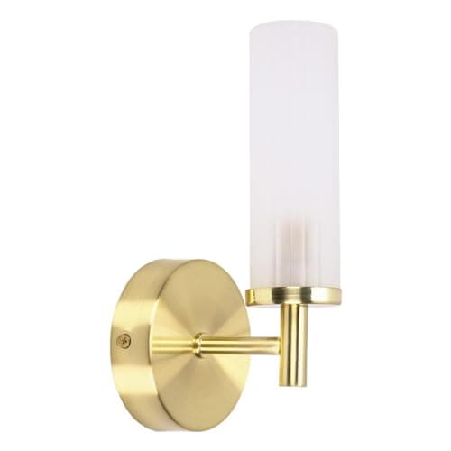 Image of ValueLights | Gold Wall Light Fitting with Reeded Glass Shade | Bath Wall Lights, Home Décor & Improvement Essential | Includes Bulb | Mains Wired
