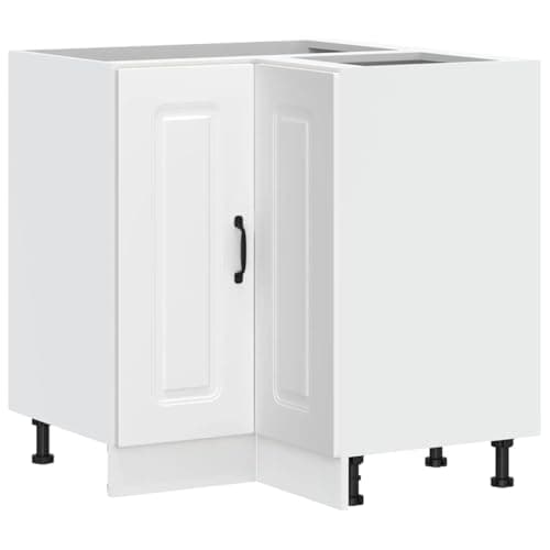 Image of vidaXL Kitchen Corner Base Cabinet - Engineered Wood Storage Solution for Kitchen - White, Adjustable Feet, 75.5x75.5x81.5 cm