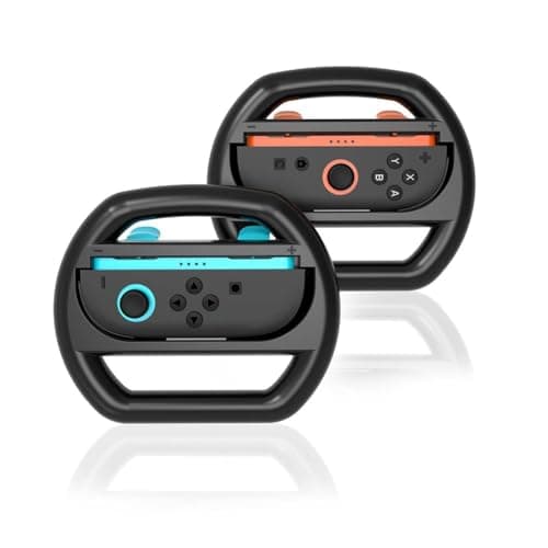 Image of Gettimore Ergonomic Steering Wheel Grips for Nintendo Switch 2 Joy-Con Controllers 2 Pack, Black Red and Black Blue