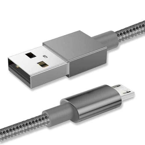 Image of World biz Micro USB Cable, 1M Micro USB Android 3.1A Fast Charger Cable Nylon Braided USB Micro Cord Compatible for Samsung S7/S6,Kindle Fire,Tablets,PS 4 Controller, Android Devices (Grey)