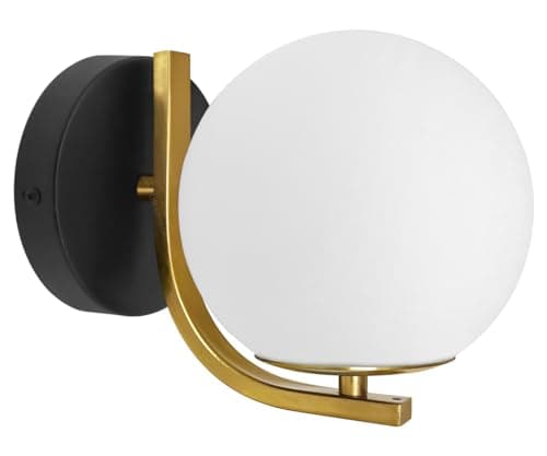 Image of Long Life Lamp Company Indoors Opal Globe Wall Light Brass, Frosted Glass Wall Sconce Sphere H3138