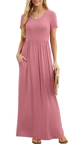 Image of GRECERELLE Maxi Dress for Women Summer Casual Long Dresses for Ladies with Pockets (Pink, XXL)