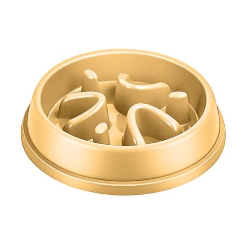 Image of Dog Bowls, Slow Feeder Dog Bowl, Anti-Choking Puzzle Interactive Dog Food Bowl, Food and Water Bowl, Size Large-Yellow