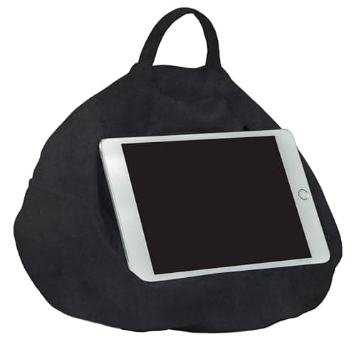 Image of Rooms By Me Black Tablet Stand Cushion for Tablets, eReaders, Smartphones and Books with Accesories Pocket | UK Made | Over 50 Designs