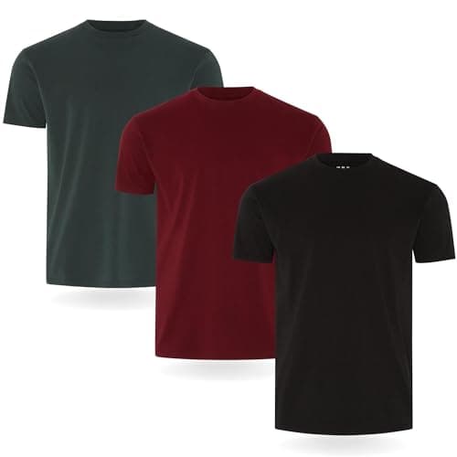 Image of FM London 3/5-Pack Mens T Shirt - Premium Weight T-Shirts for Men with Lightly Fitted Design - Super Soft - Made with 100% Cotton - Stretch Fit for Any Occasion - Durable Comfort Fit
