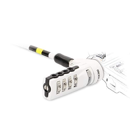 Image of Mobilis 1.8m 4mm Diameter Hardened Steel Coded Security Cable - White and Silver