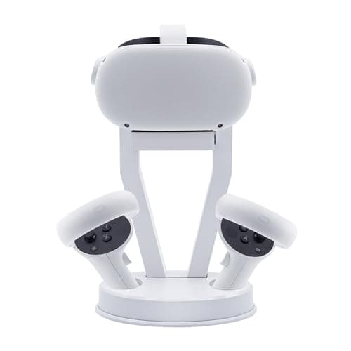 Image of Mcbazel Stand Holder Compatible with Quest 3s/Quest 2/Quest 3/PS VR/Touch Controller, VR Headset Display Stand - Sturdy, Easy Assembly, Non-Slip Base, Space-Saving Design - White