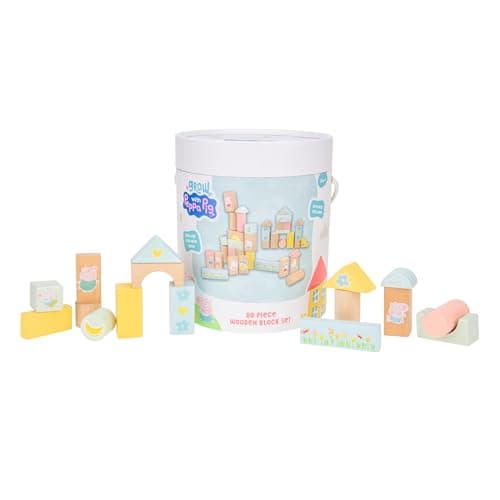Image of Peppa Pig Grow with Peppa 80 Piece Wooden Block Set for Toddlers 12 Months+ Chunky Building Blocks Characters Stacking Toy for Creative Play and Development
