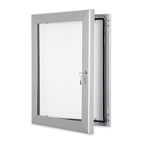 Image of red17: Poster Case Notice Boards - Outdoor Lockable - Silver - A4