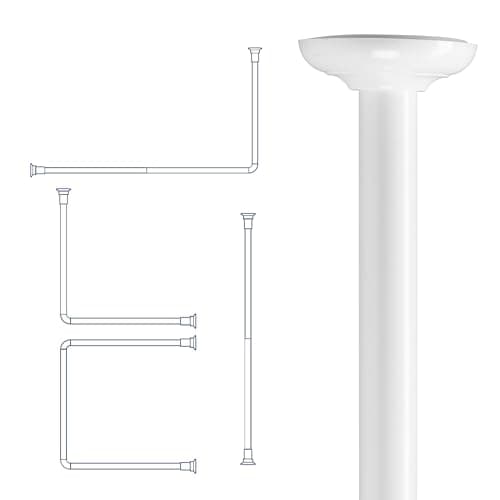 Image of Croydex 4 Way Fit Modular White Shower Rail with Circular Profile